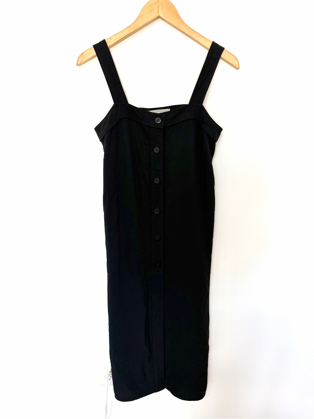Everlane Black Midi Dress Size 2 Sleeveless Button Front Sheath Pencil